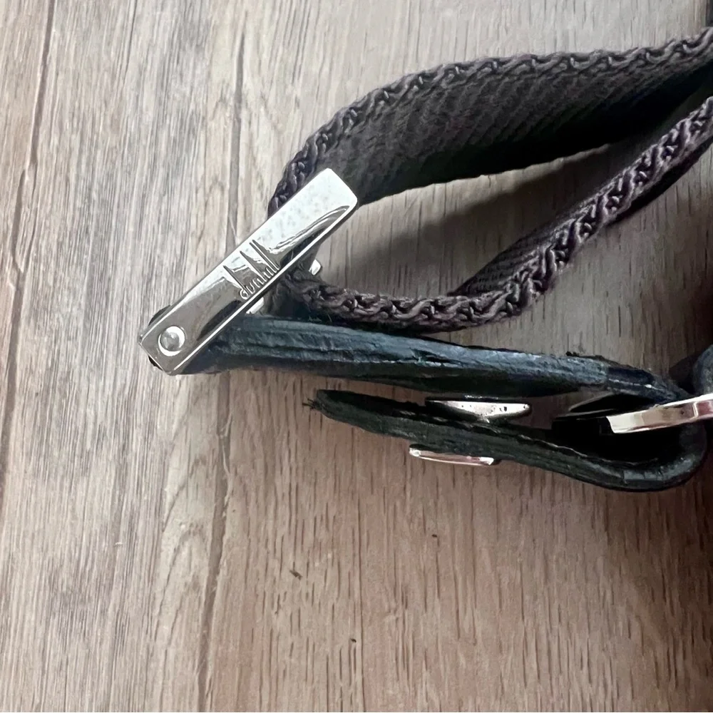 Dunhill Shoulder Sling Bag Canvas‎ Leather Crossbody Orange Black Made In Italy